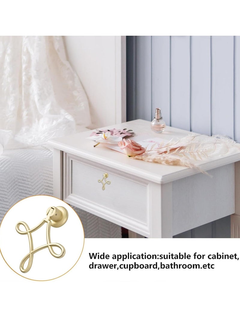 SYOSI Chinese Knot Shaped Cabinet Pulls 4pcs Solid Gold Pendant Handles Knob Zinc Alloy Handles Knobs for Cabinets Drawer Door Furniture Decorative - Image 4