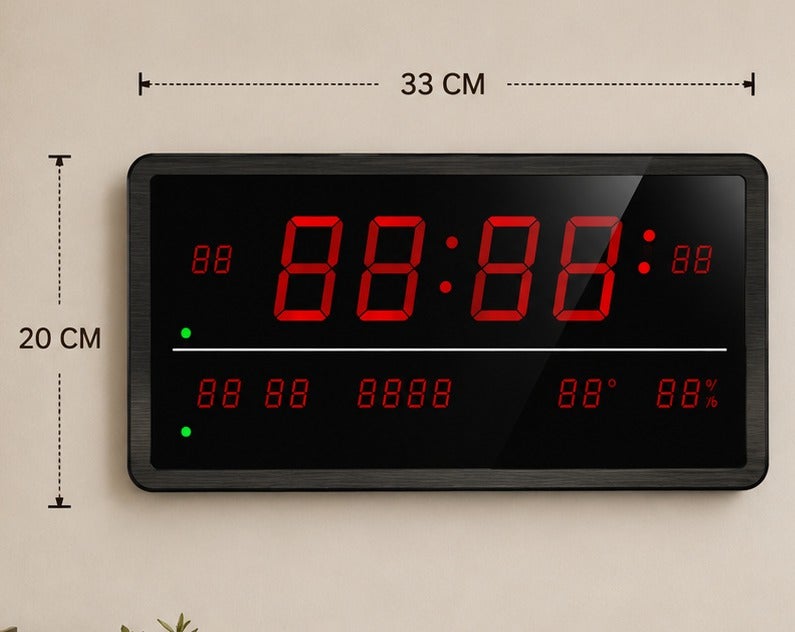 Smart LED Digital Wall Clock Large Display With Calendar, Temperature & Humidity Monitor, Auto Brightness And Alarm For Home Office - Image 1