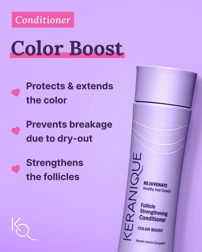 Keranique Color Treated Shampoo and Conditioner Set with Follicle Booster Hair Serum - Keratin Enriched Color Boost Set w/Shampoo, Conditioner & Thickening Spray for Women w/Fine, Thin, Colored Hair - Image 4