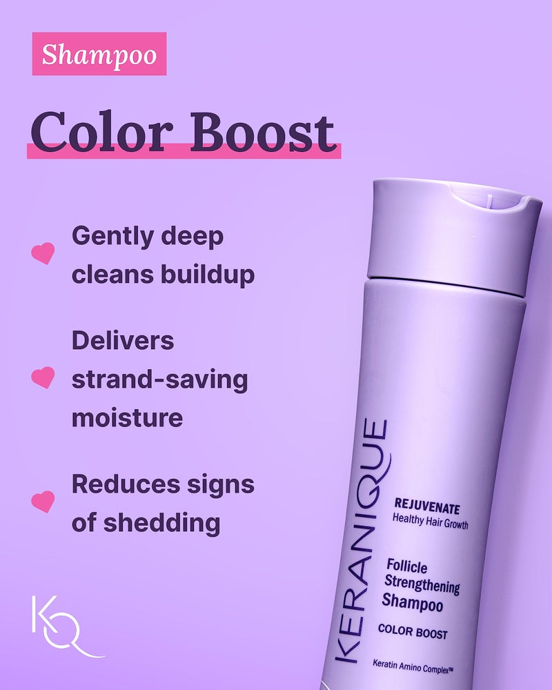 Keranique Color Treated Shampoo and Conditioner Set with Follicle Booster Hair Serum - Keratin Enriched Color Boost Set w/Shampoo, Conditioner & Thickening Spray for Women w/Fine, Thin, Colored Hair - Image 3