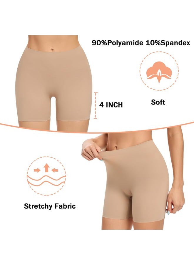 Werena Womens Seamless Shaping Boyshorts Panties Tummy Control Underwear Slimming Shapewear Slip Shorts, #A1 Beige(lightweight), L - Image 3
