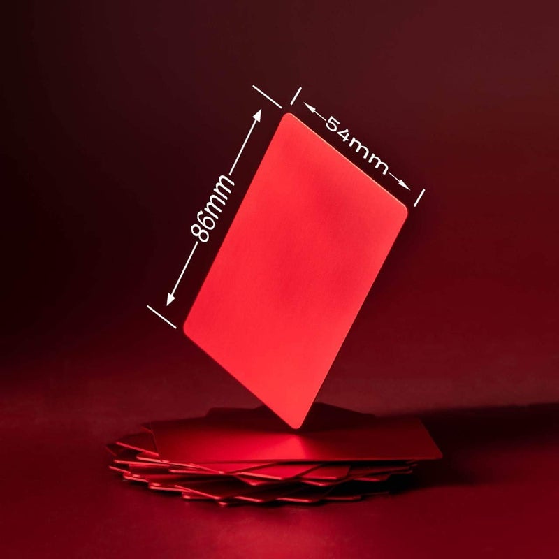 OESDLTD Thick Red Aluminum Metal Business Cards Anodized Aluminum 86 X 54 X 0.8mm 15 pcs Include Protector Sleeves(Frosted) - Image 2