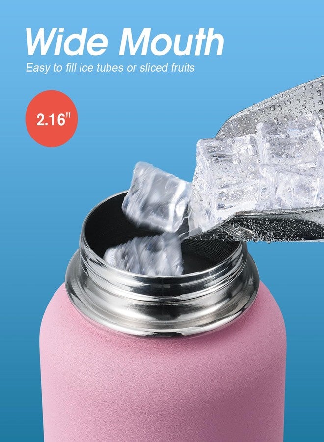 Coolflask 32 oz Insulated Water Bottle with Straw&3 Lids, Coolflask Stainless Steel Metal Flask Wide Mouth for Sports or Office, Non-BPA Keep Cold Up to 48 Hrs or Hot Up to 24 Hrs, Bubblegum Princess - Image 4