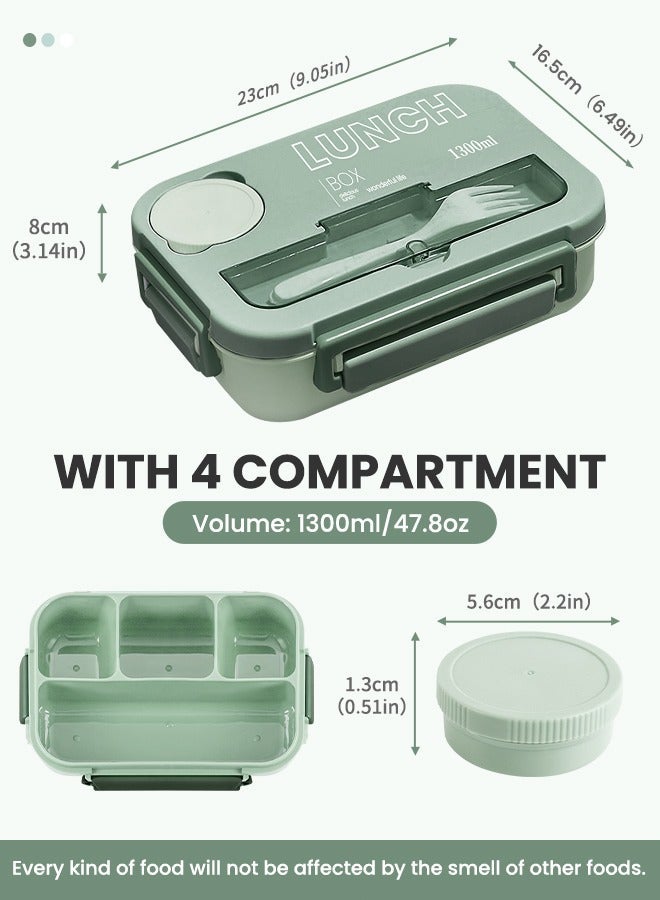 ANYOUI Versatile 4-Compartment Bento Box, Lunch Box for Adults Men Women, Leak-Resistant, Lunchable Food Container with Utensils, Sauce Jar, Microwave & Dishwasher Safe - Image 2