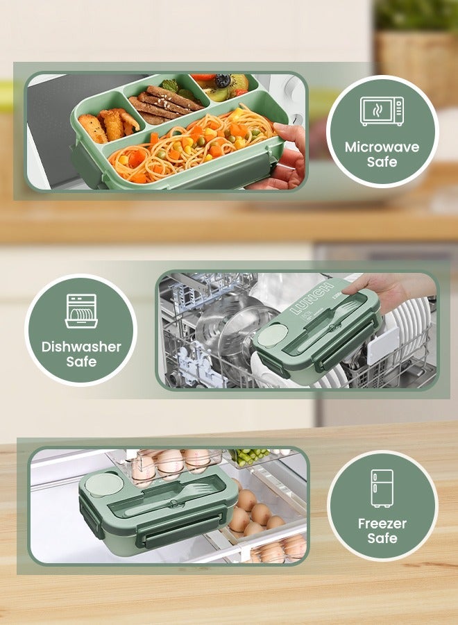 ANYOUI Versatile 4-Compartment Bento Box, Lunch Box for Adults Men Women, Leak-Resistant, Lunchable Food Container with Utensils, Sauce Jar, Microwave & Dishwasher Safe - Image 5