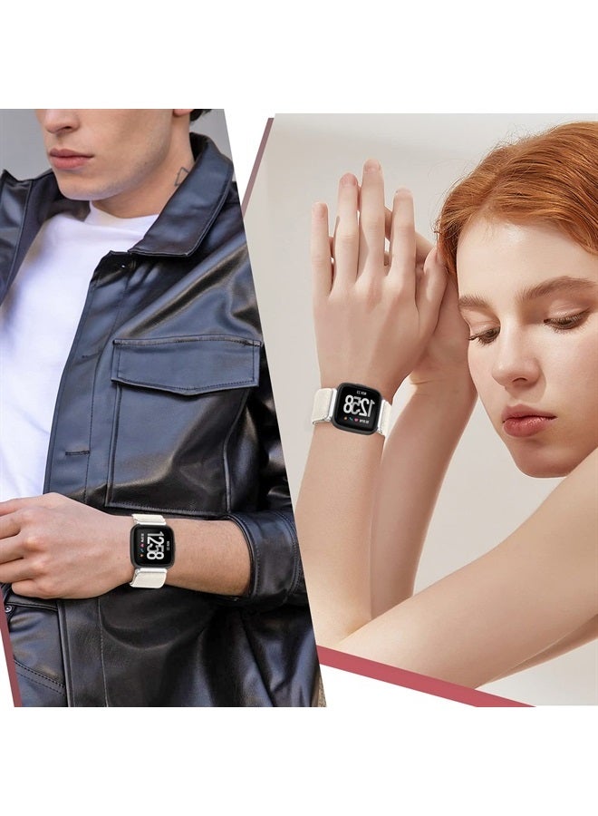 ShuYo 4 Pack Elastic Nylon Bands Compatible with Fitbit Versa & Versa Lite & Versa 2 & Versa SE for Women Men, Adjustable Soft Stretchy Breathable Replacement Straps for Fitbit Versa Smartwatch - Image 3