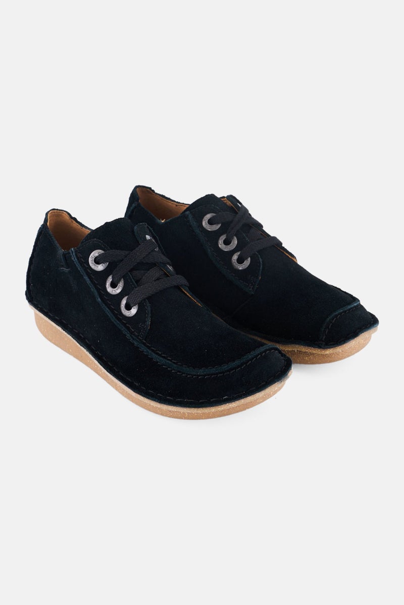 clarks Women Standard Funny Dream Lace Up Suede Shoes, Black - Image 1