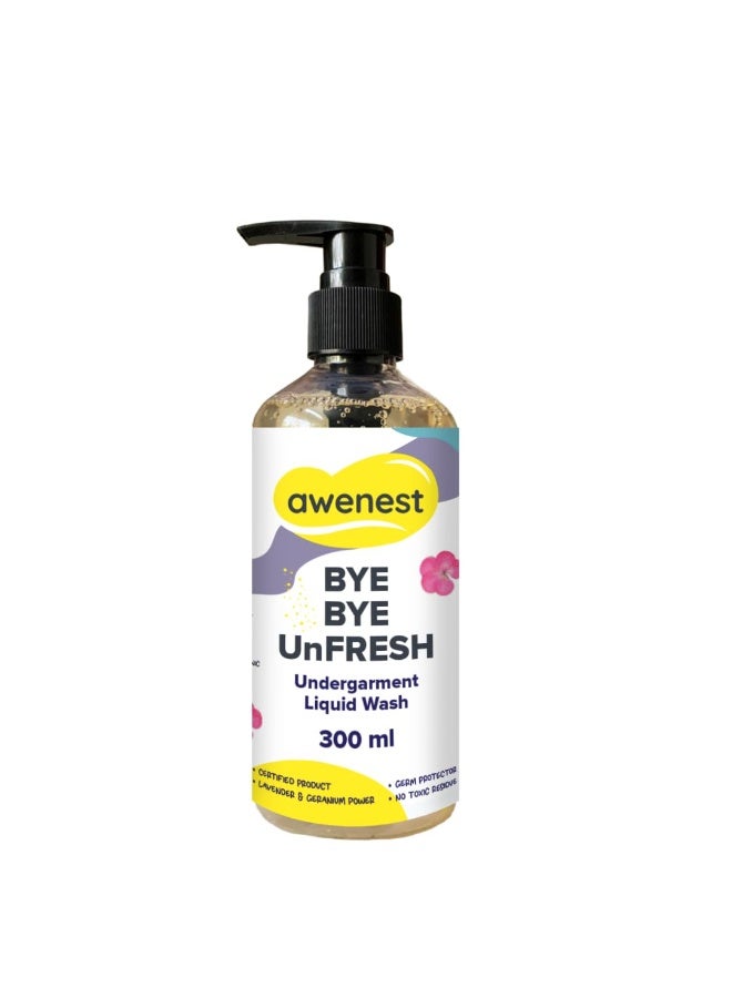 awenest Bye Bye UnFresh Undergarment Liquid Wash Detergent | Plant-based Bioactives | Geranium and Lavender | Removes Tough Stains | No Toxic Residue | Germ Protection - Image 1
