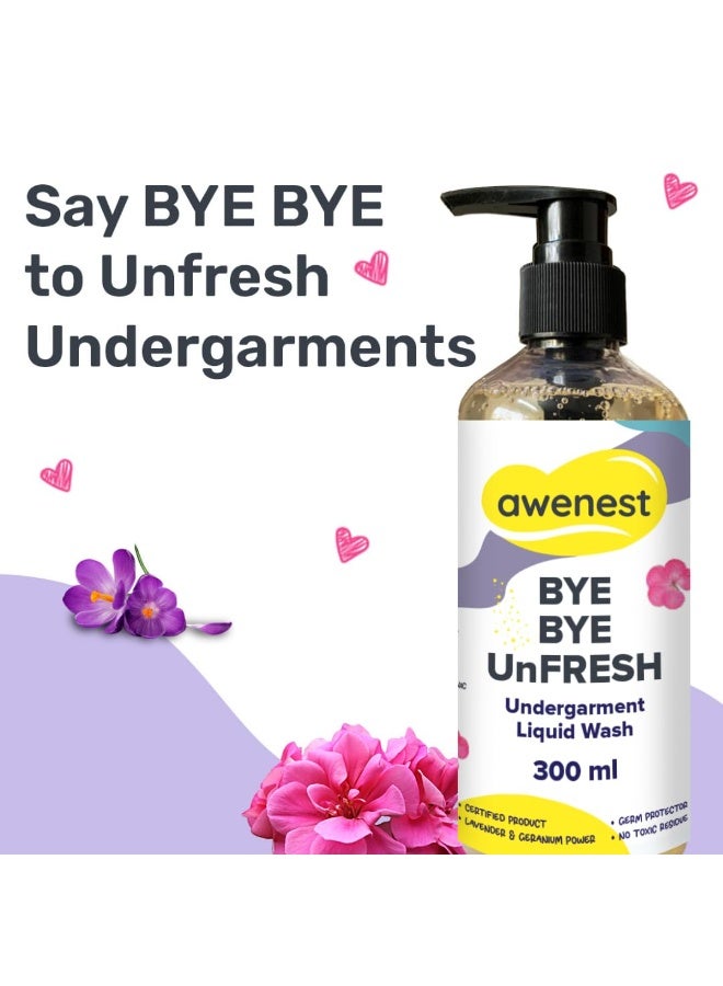 awenest Bye Bye UnFresh Undergarment Liquid Wash Detergent | Plant-based Bioactives | Geranium and Lavender | Removes Tough Stains | No Toxic Residue | Germ Protection - Image 3
