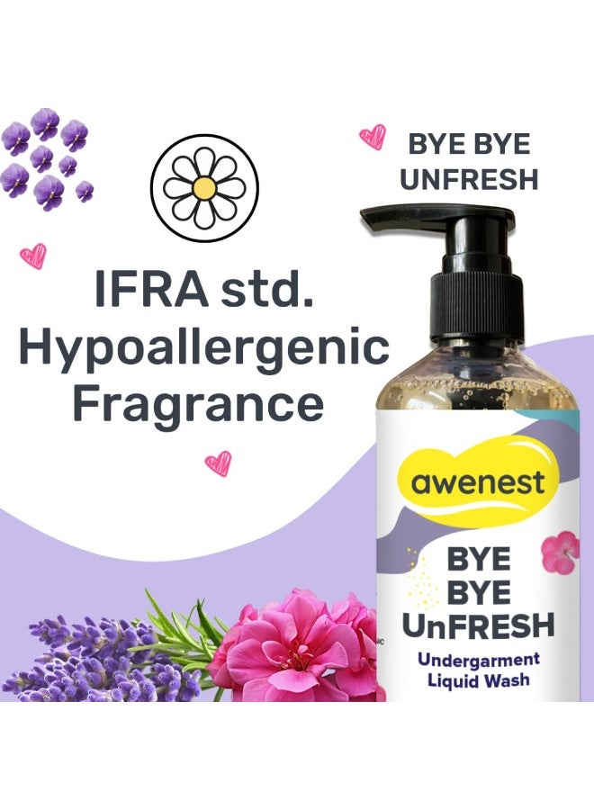 awenest Bye Bye UnFresh Undergarment Liquid Wash Detergent | Plant-based Bioactives | Geranium and Lavender | Removes Tough Stains | No Toxic Residue | Germ Protection - Image 2