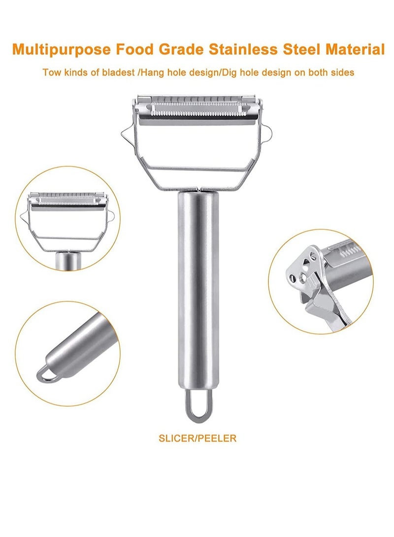 Peeler Stainless Steel Cutter Slicer for Carrot Potato Melon Gadget Vegetable Fruit Steel Peeler Double Sided Blade Multi-functional Vegetable Cutter and Fruit Slicer Dual Blade for Kitchen - Image 4