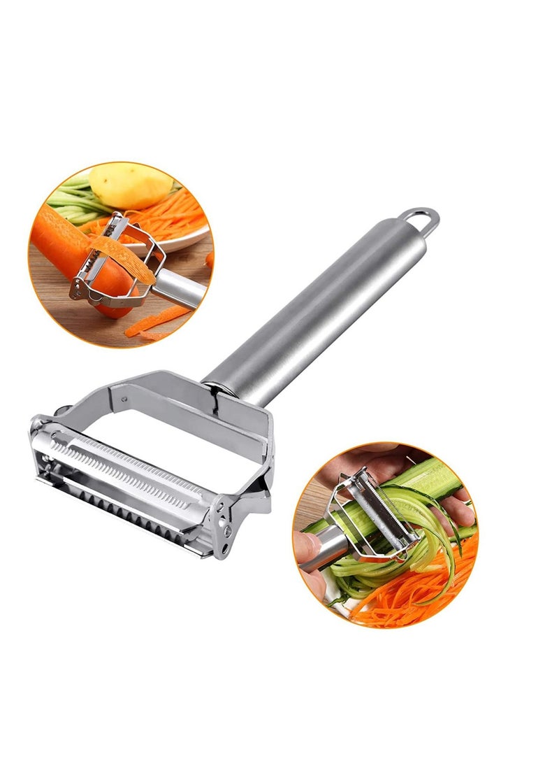 Peeler Stainless Steel Cutter Slicer for Carrot Potato Melon Gadget Vegetable Fruit Steel Peeler Double Sided Blade Multi-functional Vegetable Cutter and Fruit Slicer Dual Blade for Kitchen - Image 2