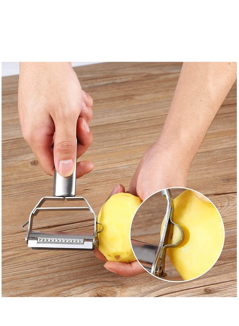 Peeler Stainless Steel Cutter Slicer for Carrot Potato Melon Gadget Vegetable Fruit Steel Peeler Double Sided Blade Multi-functional Vegetable Cutter and Fruit Slicer Dual Blade for Kitchen - Image 5
