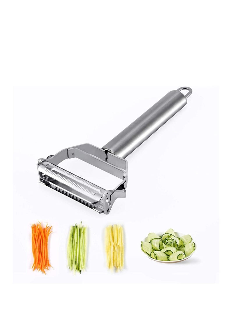Peeler Stainless Steel Cutter Slicer for Carrot Potato Melon Gadget Vegetable Fruit Steel Peeler Double Sided Blade Multi-functional Vegetable Cutter and Fruit Slicer Dual Blade for Kitchen - Image 1