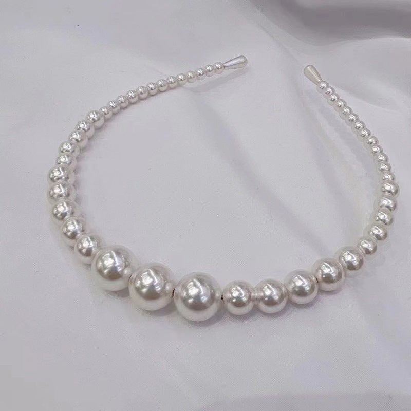 Loquat South Korea Woven Small Pearl Hair Band All-match Twist Pressure Hair Band Elegant Wave Hair Card Fairy Style Headwear Womens Summer 02416 Medium Pearl Gradient Hair Band