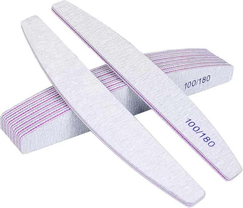 Premify 8pcs Nail File Set, Professional Washable Double-Sided 100/180 Grit Nail Files, Emery Board Manicure Tools For Shining Nails, Shape Your Nails with Smooth Edges