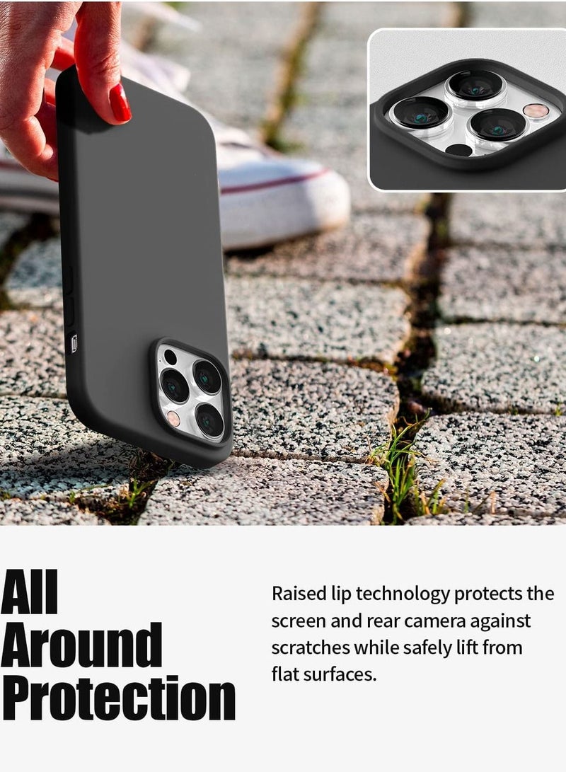 Liquid Silicone Case Compatible with iPhone 14 Pro Max (6.7 inch), Silky-Soft Touch Full Body Protection Shockproof Cover Case with Soft Microfiber Lining - Black - Image 2
