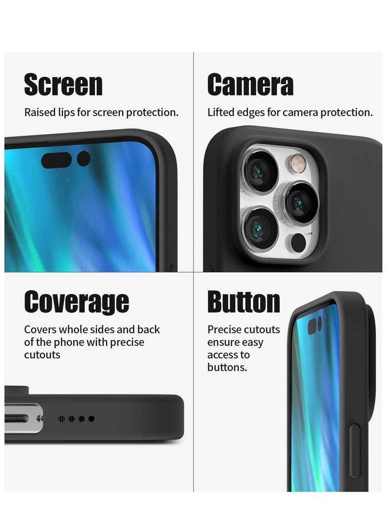 Liquid Silicone Case Compatible with iPhone 14 Pro Max (6.7 inch), Silky-Soft Touch Full Body Protection Shockproof Cover Case with Soft Microfiber Lining - Black - Image 4