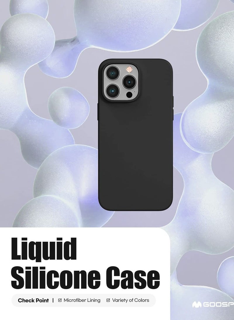 Liquid Silicone Case Compatible with iPhone 14 Pro Max (6.7 inch), Silky-Soft Touch Full Body Protection Shockproof Cover Case with Soft Microfiber Lining - Black - Image 5