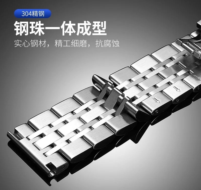 Bluejw High Quality 316 Stainless Steel Watch Strap Replacement – 20mm/22mm Butterfly Buckle Metal Band with Seven Beads Link Design for Wristwatch - Image 5