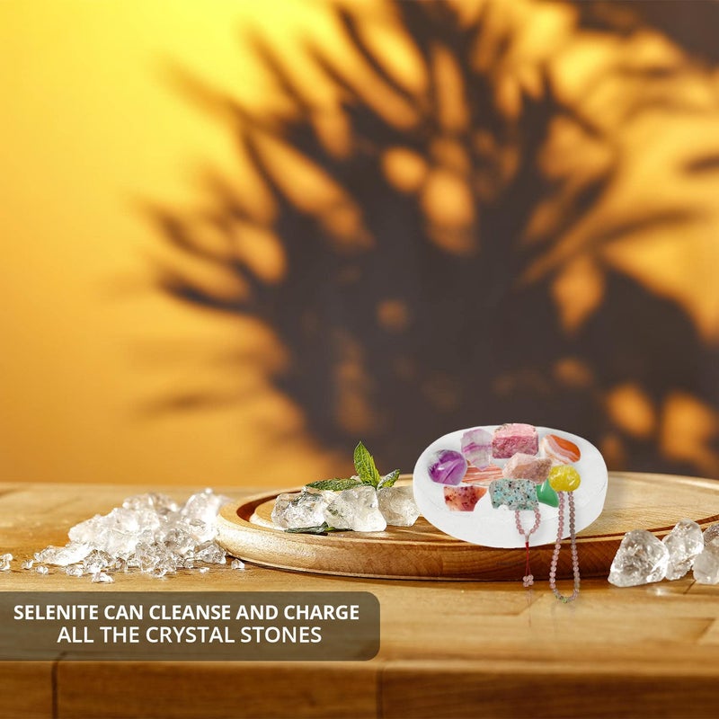 Himalayan Glow WBM Selenite Crystal Charging Plate 3-4 Inch, Recharging Crystals, Round Moroccan Charging Station Witchcraft supplies Ideal for Smudging Healing and Meditation - Image 4