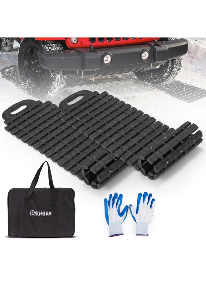 BUNKER INDUST Tire Traction Mats Portable Recovery Tracks for Off Road 4X4 Snow, Ice, Sand,Emergency Devices with Bag Gloves for Cars, Trucks, Van(2 Pack) - Image 1