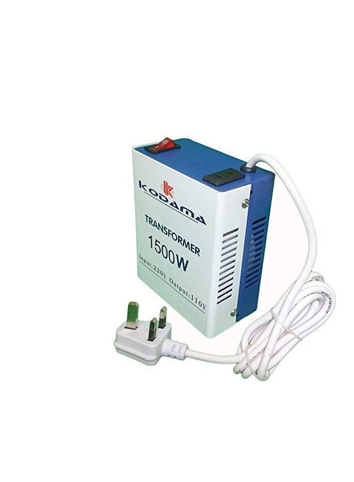 Kodama Transformer 1500 Watt Universal 3 Pin UK Plug Power Cord With Safety Fuse Included Plug Transformer 220V To 110V Step Down Power Converter Voltage Output Voltage is 110V - Image 4