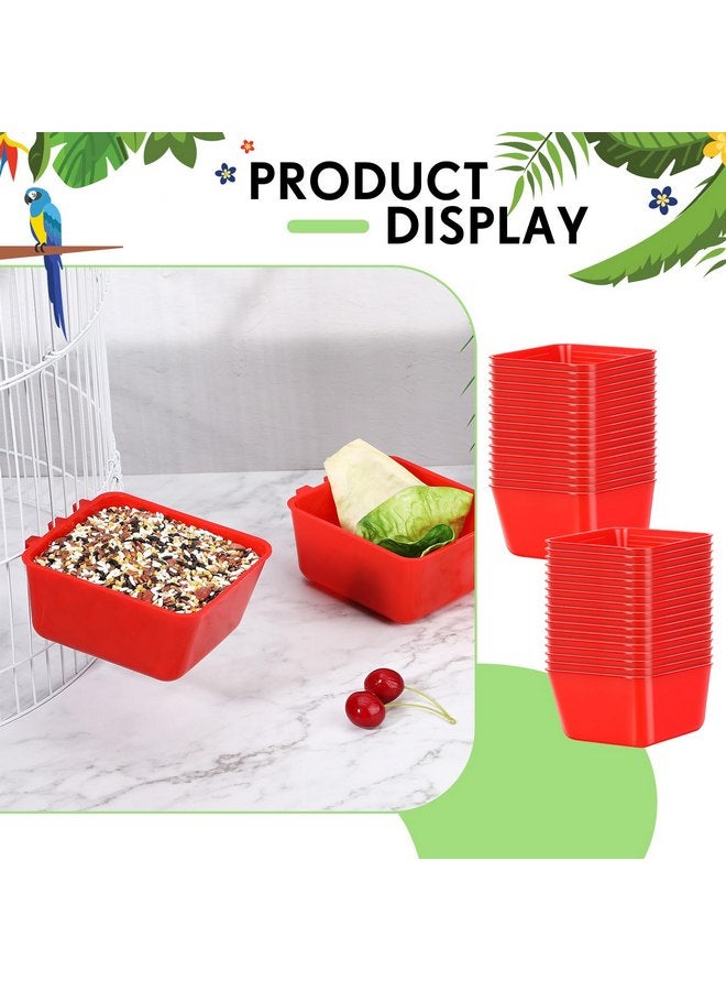 Maxdot 50 Pcs Cage Cups Chicken Feeder Cups 16 oz Hanging Bird Food Water Cups Bunny Cage Feeding Bowl Dish for Pet Parrot Rooster Parakeet Gamefowl Poultry Pigeon Wire Cage(Red) - Image 3