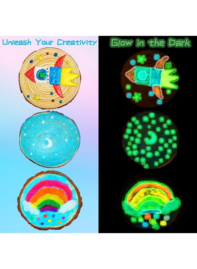 KADRAMA Kids Wooden Painting Kit-Glow in The Dark-Arts & Crafts Gifts for Boys Girls Ages 5-12-Wood Slice Craft Activities Kits - Creative Art Toys for Birthday Party Favors Prizes(24Pcs) ﻿ - Image 5