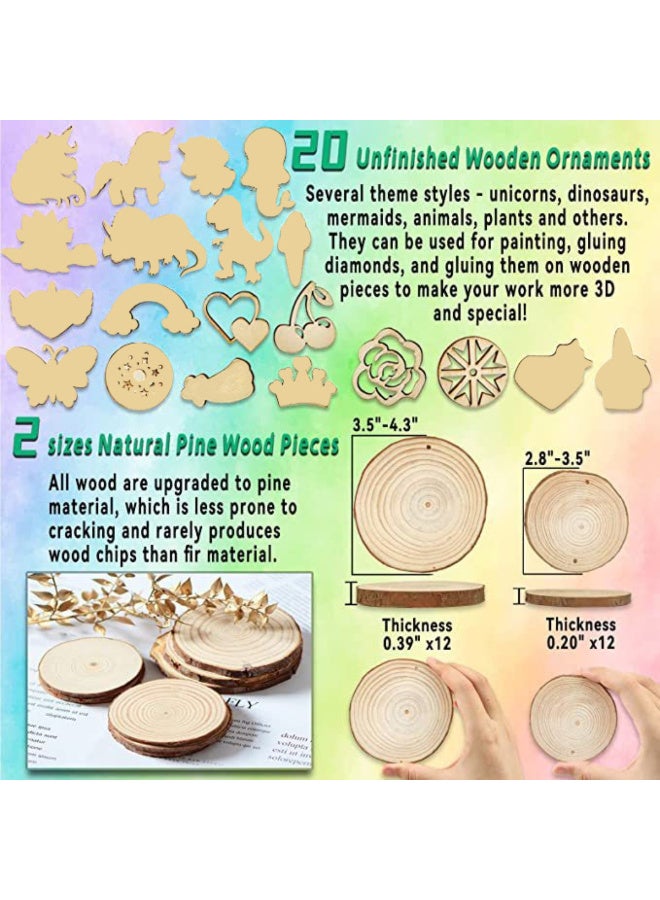 KADRAMA Kids Wooden Painting Kit-Glow in The Dark-Arts & Crafts Gifts for Boys Girls Ages 5-12-Wood Slice Craft Activities Kits - Creative Art Toys for Birthday Party Favors Prizes(24Pcs) ﻿ - Image 2