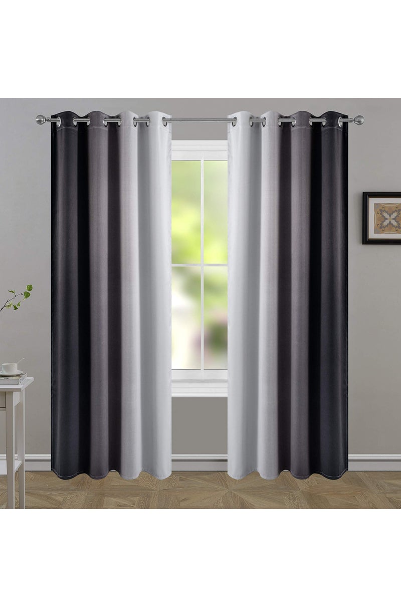 KYD 2 Panel Blackout Curtains,Darkening Curtains Decorative Thread Foil Blackout Curtains, Thermal Insulated Room Darkening Curtains for Bedroom Living Room 214x132 cm - Image 1