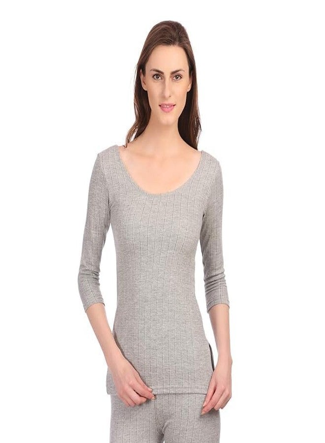 Neva Premium Ladies 3/4TH Sleeves Thermal Inner (M.Grey, 110cm)