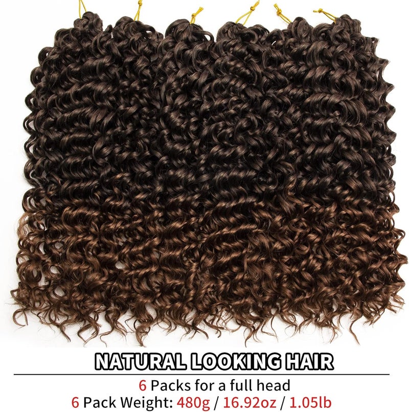 QRHSUKA شعر محبوك بنمط GoGo Curl للنساء، بتموجات مائية وشعر بشري مموج، إضافات شعر صناعية (طول 18 بوصة، عبوة تحتوي على 6 قطعات)، اللون T1B/30 - Image 4
