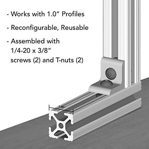 80/20 8020, 4108, 10 Series Aluminum LITE 2 Hole Inside Corner Bracket 90 Degree Angle Bracket for T Slot Extruded Extrusion 80/20 (10, Clear Anodize) - Image 4