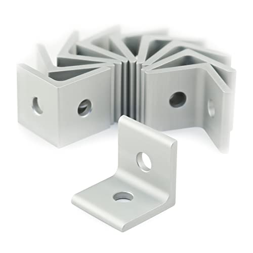 80/20 8020, 4108, 10 Series Aluminum LITE 2 Hole Inside Corner Bracket 90 Degree Angle Bracket for T Slot Extruded Extrusion 80/20 (10, Clear Anodize) - Image 1