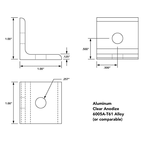 80/20 8020, 4108, 10 Series Aluminum LITE 2 Hole Inside Corner Bracket 90 Degree Angle Bracket for T Slot Extruded Extrusion 80/20 (10, Clear Anodize) - Image 3