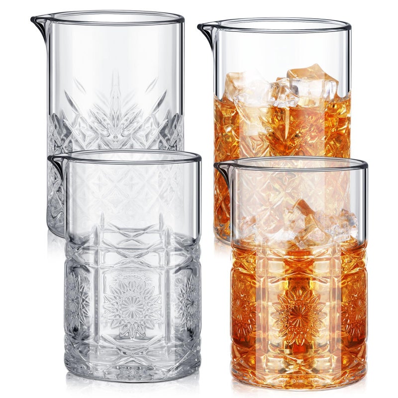 Inbagi 4 Pcs Cocktail Mixing Glass 23.67 oz Cocktail Shakers Stirring Glass Thick Bottom Crystal Glasses Stable Mixing Cups for Drinks Bartender Home Bar Accessories Tools - Image 1