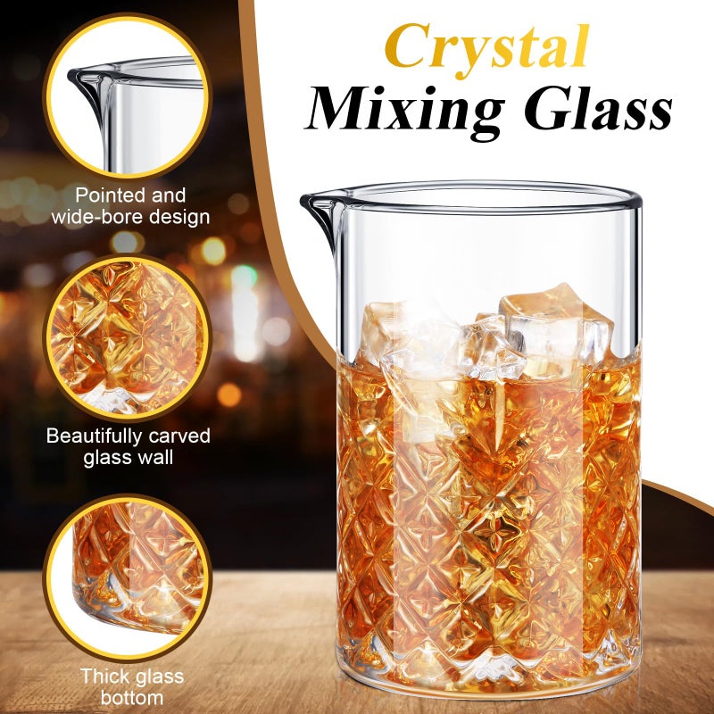 Inbagi 4 Pcs Cocktail Mixing Glass 23.67 oz Cocktail Shakers Stirring Glass Thick Bottom Crystal Glasses Stable Mixing Cups for Drinks Bartender Home Bar Accessories Tools - Image 3
