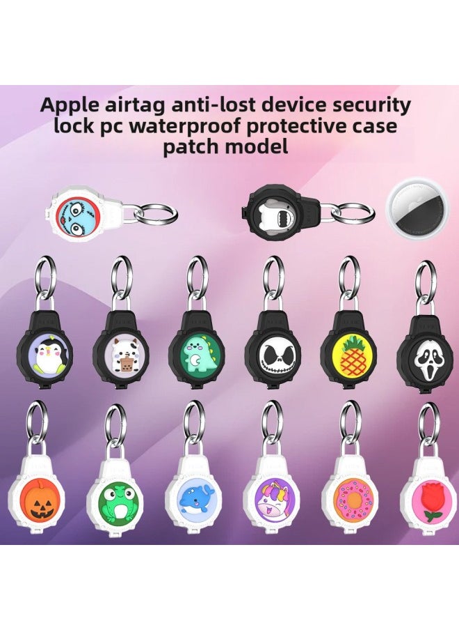 Generic - For Apple For Apple Airtag Anti-lost Device Wire Security Lock PC Waterproof Protective Case Cute Cartoon Shell-Color:Black Ghost (Q81B) - Image 1