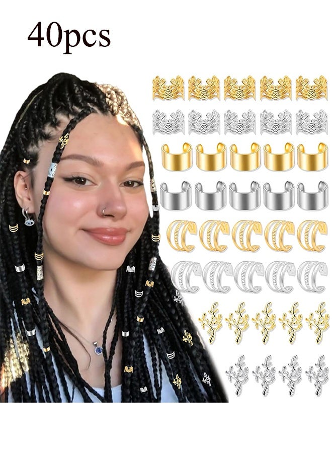 YJ 80 Pcs Braid Hair Rings, Braid Metal Cuff Ornaments Love Style Braid Ring Clip Hair Braid Beads Plated Cuff Clip For Synthetic Crochet Braiding Hair Decoration Accessories (Multi Style) - Image 1
