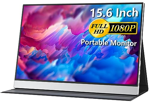 cocopar Portable Monitor 15.6 Inch 1080P Travel Monitor with Speaker HDMI USB-C External Display for Laptop MacBook Surface PC Xbox PS4/5, VESA Mountable, with Full Cover Stand - Image 1