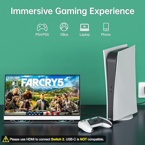 cocopar Portable Monitor 15.6 Inch 1080P Travel Monitor with Speaker HDMI USB-C External Display for Laptop MacBook Surface PC Xbox PS4/5, VESA Mountable, with Full Cover Stand - Image 4