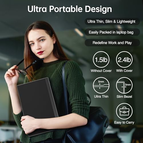 cocopar Portable Monitor 15.6 Inch 1080P Travel Monitor with Speaker HDMI USB-C External Display for Laptop MacBook Surface PC Xbox PS4/5, VESA Mountable, with Full Cover Stand - Image 5