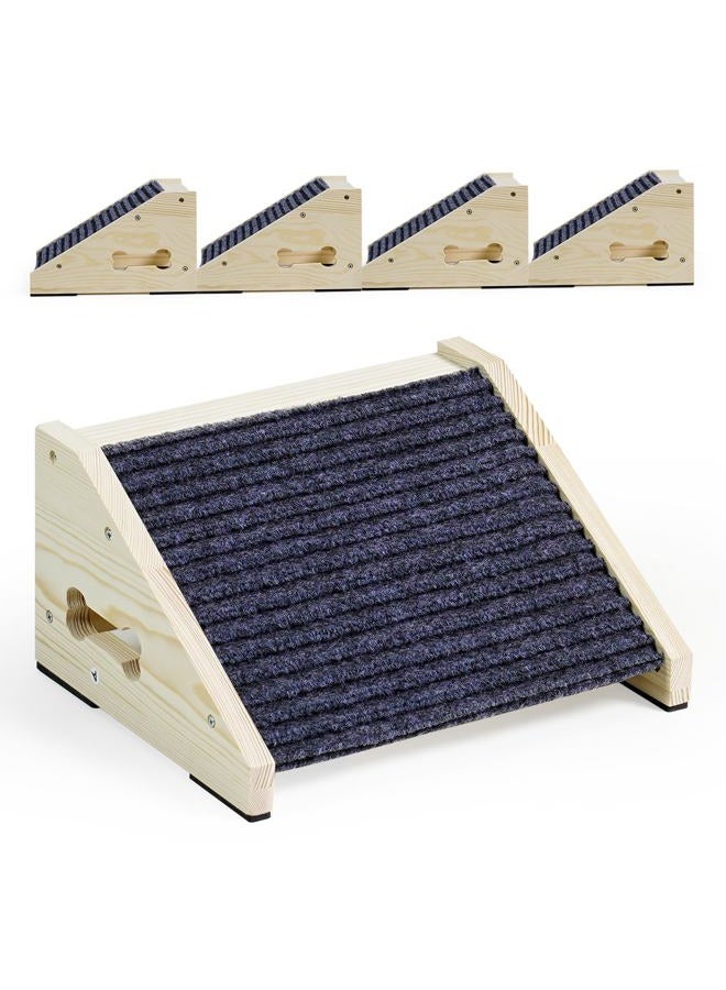 INRLKIT 4 Pack Wooden Dog Ramp for Stairs Suits for Small Medium Dogs Cats, Pet Steps Stairs for Staircase Stairs with Anti-Slip Bottom for Dogs Cats Grey, Need Installation - Image 1