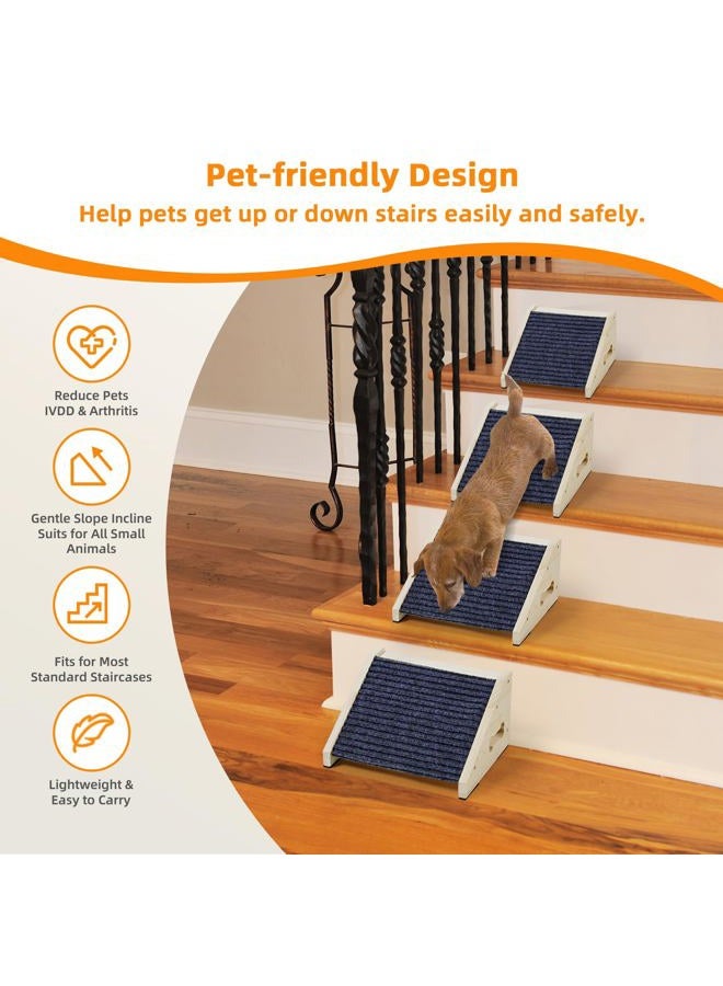 INRLKIT 4 Pack Wooden Dog Ramp for Stairs Suits for Small Medium Dogs Cats, Pet Steps Stairs for Staircase Stairs with Anti-Slip Bottom for Dogs Cats Grey, Need Installation - Image 4