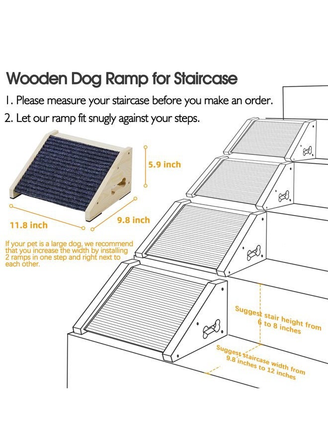 INRLKIT 4 Pack Wooden Dog Ramp for Stairs Suits for Small Medium Dogs Cats, Pet Steps Stairs for Staircase Stairs with Anti-Slip Bottom for Dogs Cats Grey, Need Installation - Image 3