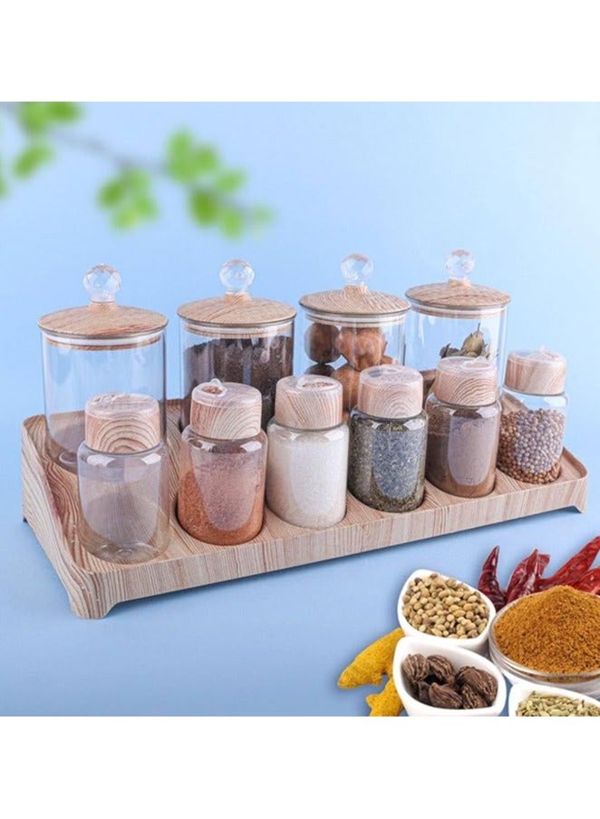 طقم توابل ميكس 10*1 👌🏻 ✏️طقم مكون من 10 قطع ✏️4 مقاس اكرلك ب أغطية مزودة جوان لمنع التسريب ألوان خشبية مميزة - Image 1