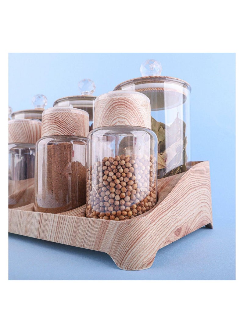 طقم توابل ميكس 10*1 👌🏻 ✏️طقم مكون من 10 قطع ✏️4 مقاس اكرلك ب أغطية مزودة جوان لمنع التسريب ألوان خشبية مميزة - Image 3