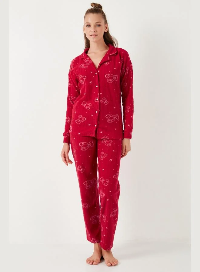 Lela Lela Standard Fit Buttoned Fleece Pajama Set Women's PAJAMA SET 6095616