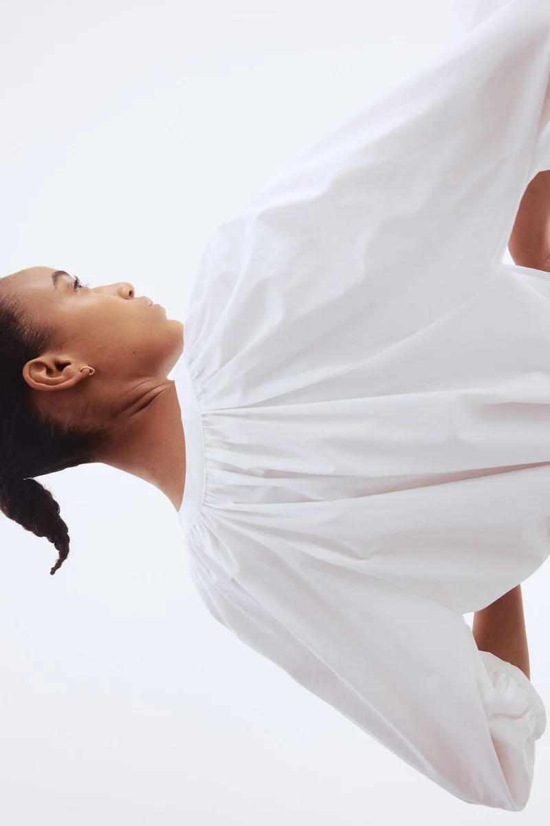H&M Balloon-sleeved poplin blouse